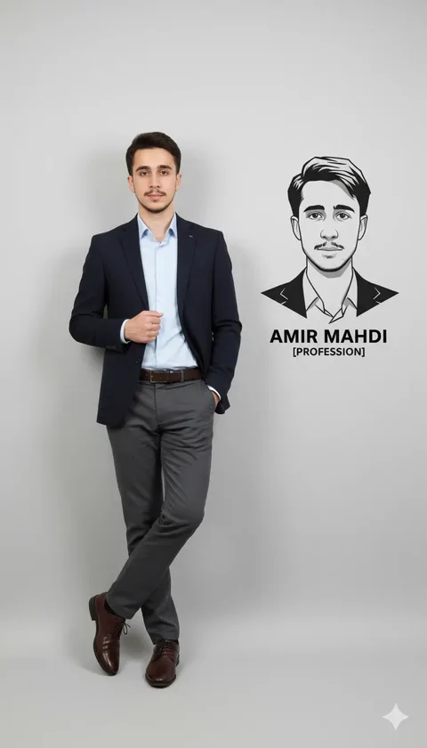 پرامپت تصویری از شما که به دیوار تکیه داده اید به همرا تصویر گرافیکی خودتان روی دیوار با اسم دلخواه