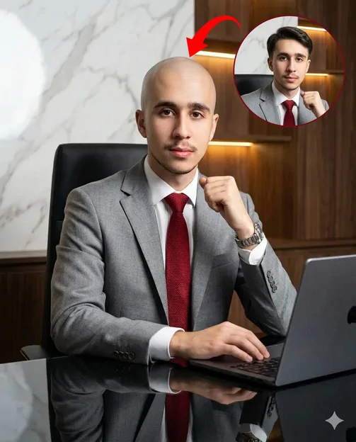 با این پرامپت عکس کچل شو! ببین سرت رو تاس کنی چه شکلی میشی؟